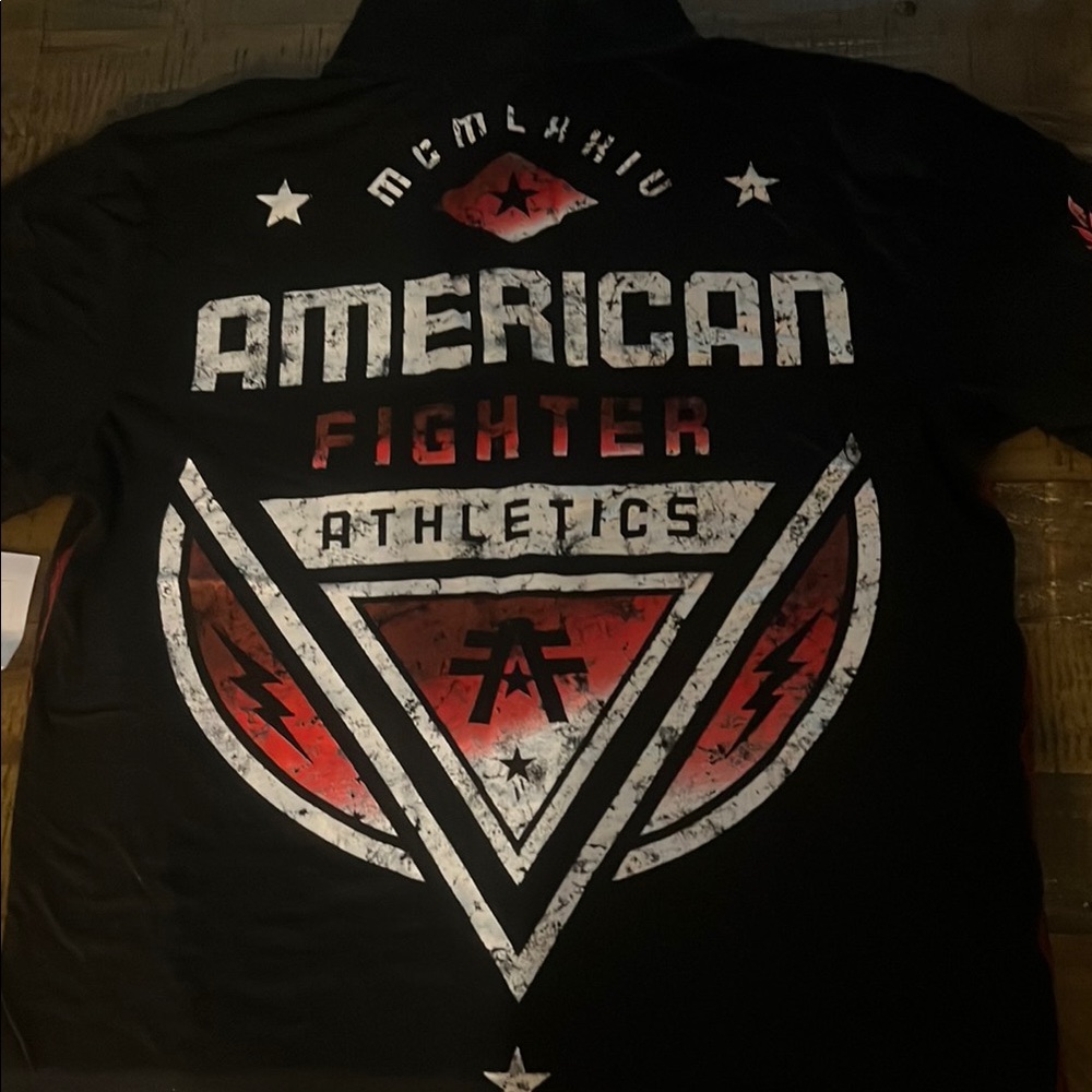 American Fighter Black and Red Graphic Tee